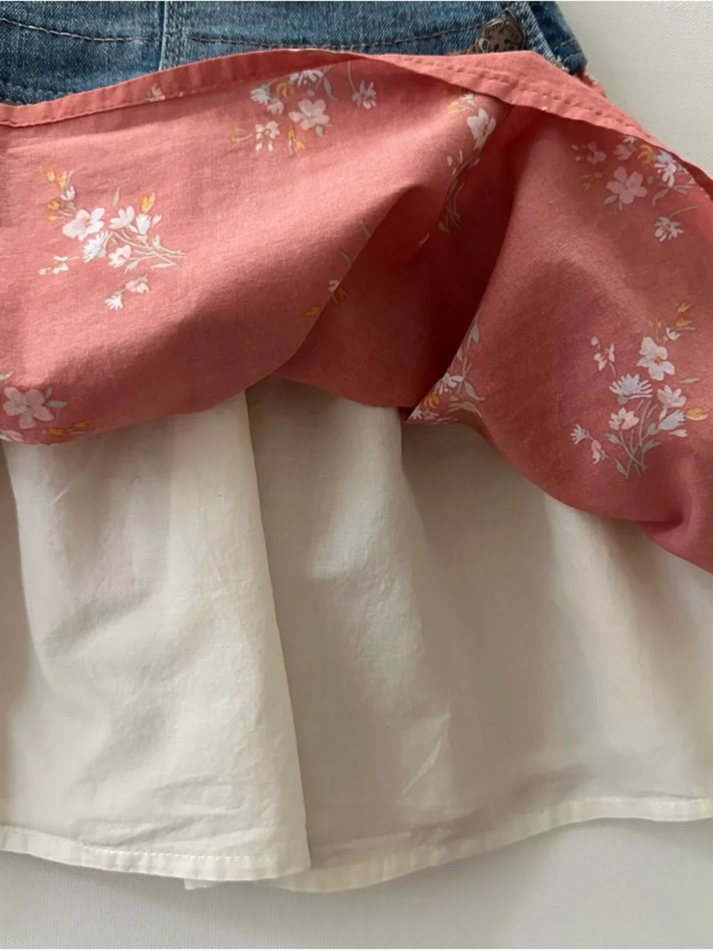 OshKosh 4T Toddler Girl Denim Red Floral Overall Dress
